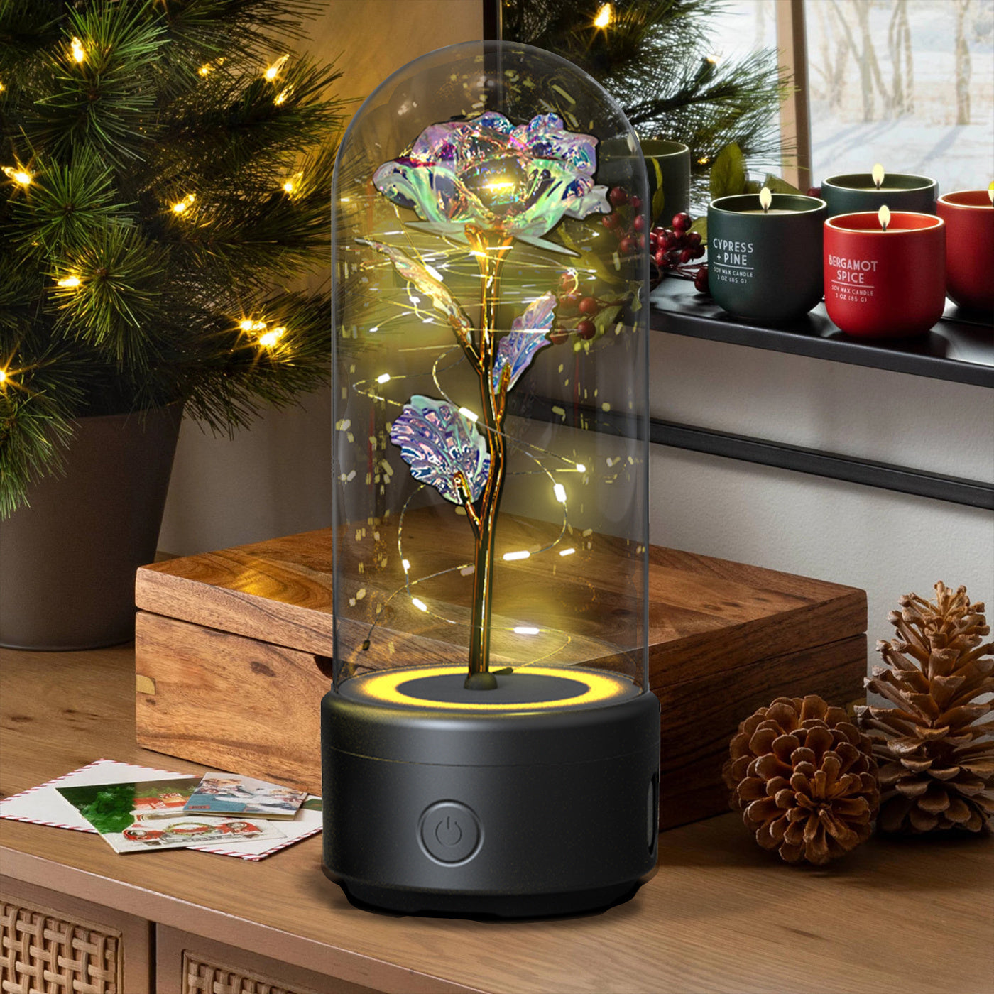 2-in-1 Rose LED Light Speaker