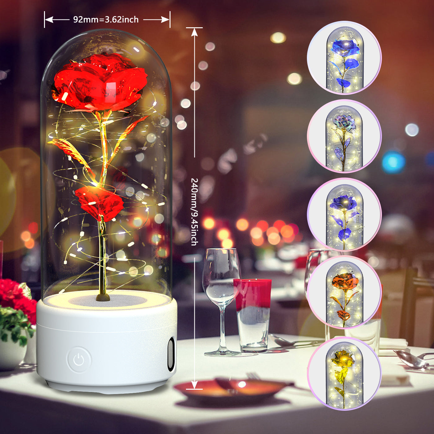 2-in-1 Rose LED Light Speaker