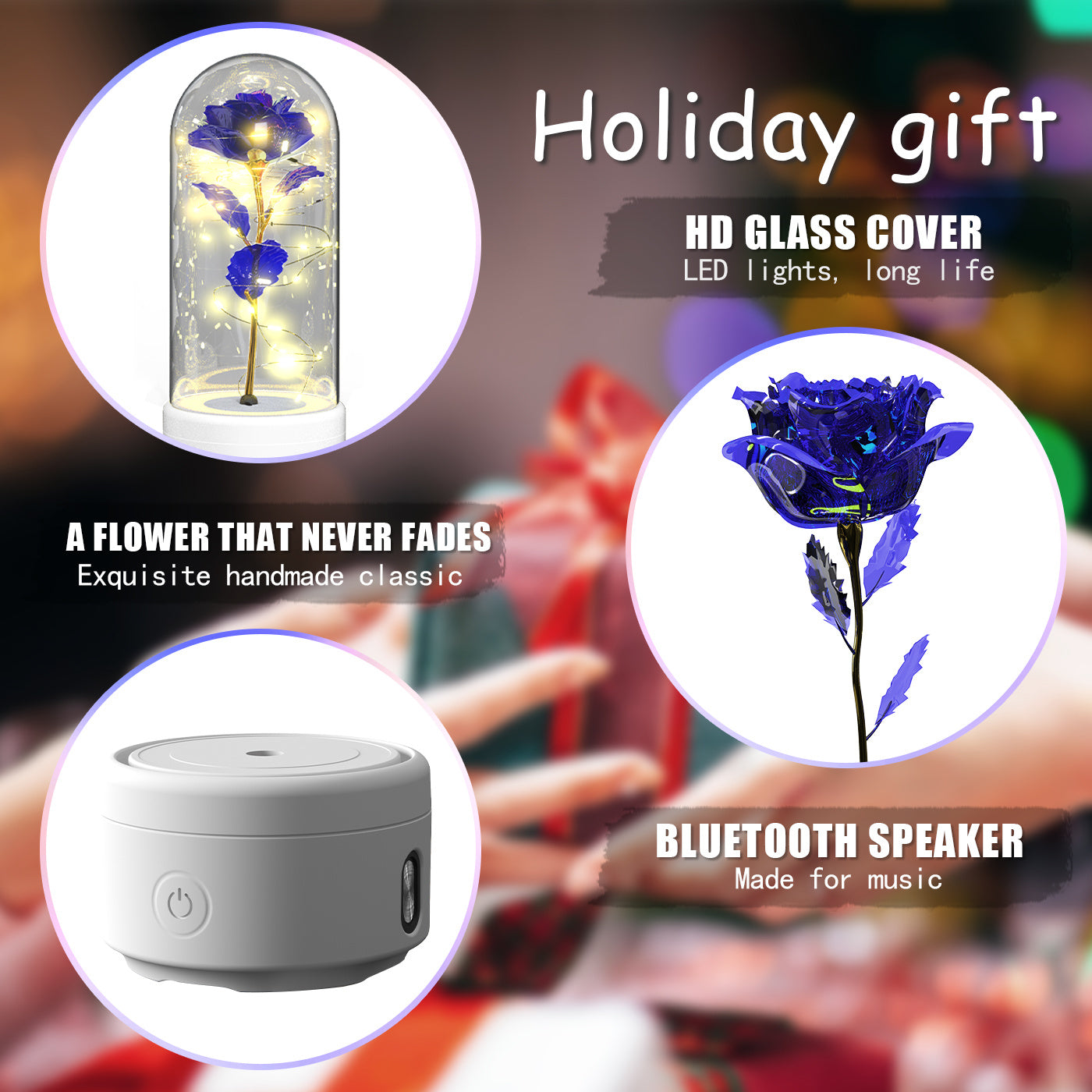 2-in-1 Rose LED Light Speaker