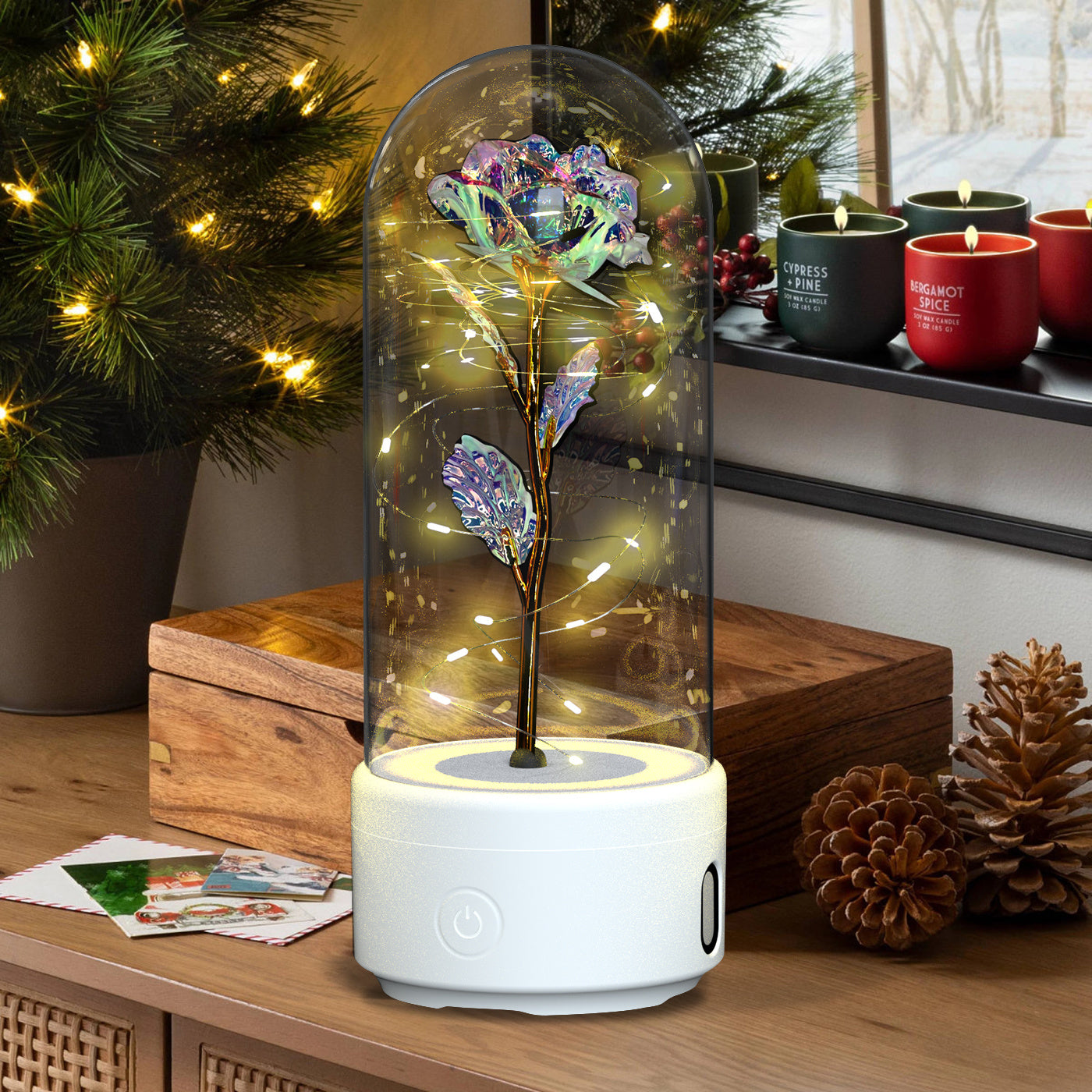 2-in-1 Rose LED Light Speaker
