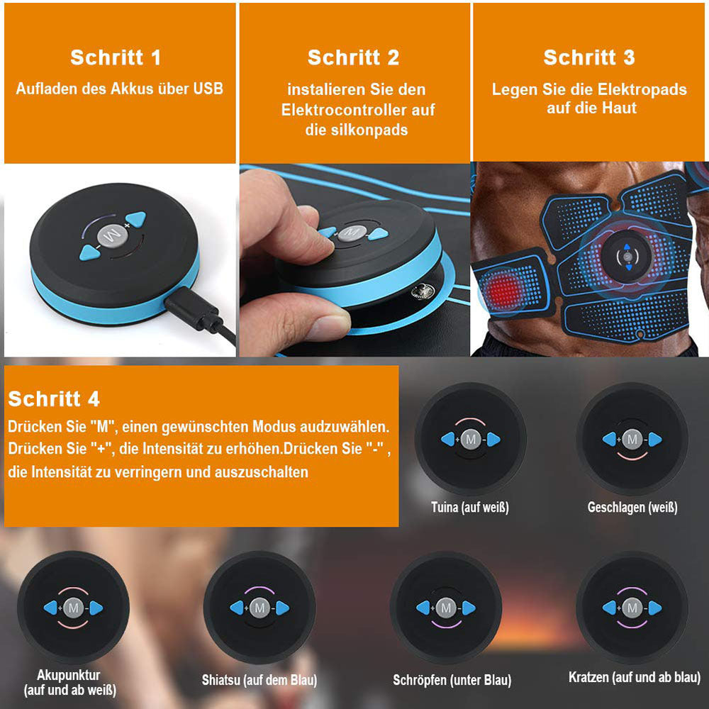 Allenamento dei muscoli addominali con attrezzature fitness EMS