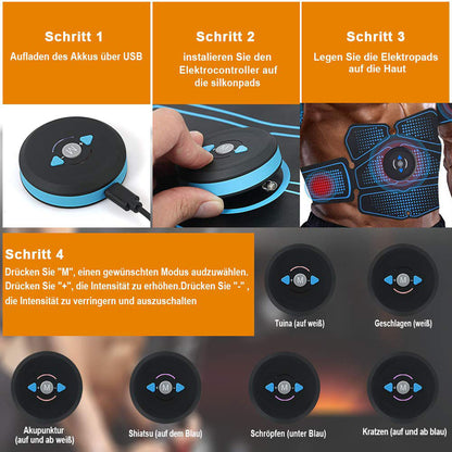 Allenamento dei muscoli addominali con attrezzature fitness EMS