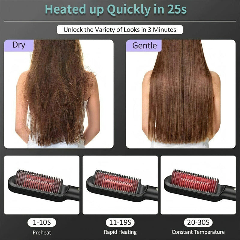 2-in-1 Hair Straightener Brush