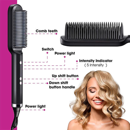 2-in-1 Hair Straightener Brush