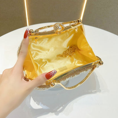 Borsa a mano da donna con diamanti e perle